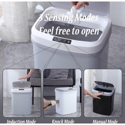 15L Household intelligent sensor trash can kitchen living room bedroom bathroom automatic sensor electric kicking storage