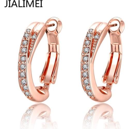 2016 High quality New arrival JIALIMEI brand fashion Jewelry Gold Color earring with zircon for women gift E018