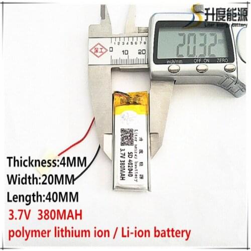 5pcs [SD] 3.7V,380mAH,[402040] Polymer lithium ion / Li-ion battery for TOY,POWER BANK,GPS,mp3,mp4,cell phone,speaker