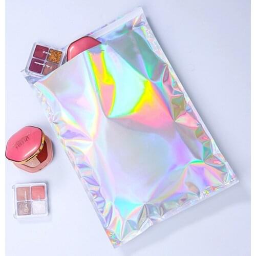 500pcs/lot Laser Color Aluminum Foil Self Adhesive Retail Bag Mylar Foil Packing bags for Grocery Crafts Packaging express bag