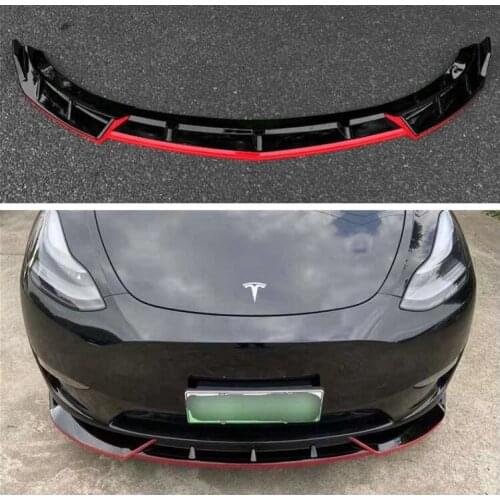 ABS CARBON PAINT FRONT BUMPER SPOILER LIP SPLITTERS WIND KNFE COVER For Tesla MODEL Y 2021 2022