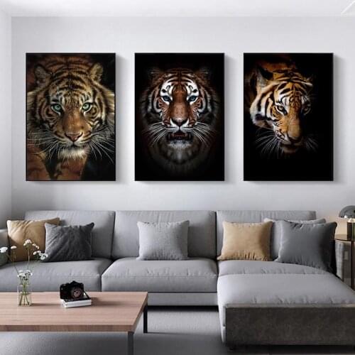 African Wild Tiger Posters and Prints Animals Canvas Painting Wall Art Decorative Picture for Kids Living Room Cuadros Decor