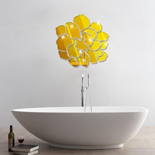 Peony Flower Acrylic Mirror Wall Sticker for living Room bedroom home decoration