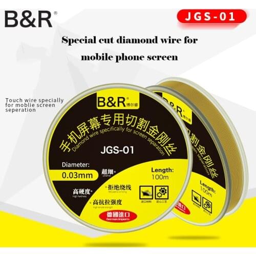 B&R 0.03mm 100m Diamond Wire Cutting Line OLED Screen Separating Line High Toughness LCD Cutting Wire Mobile Phone Repair Tools