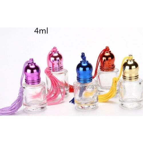 Free Shipping 4ml Glass Roll on Bottle with Glass Roller Small Essential Oil Roller-on Sample Bottle 10/30/50pcs