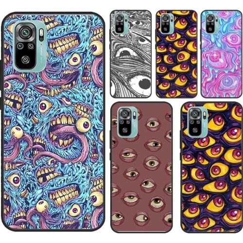 Eyeball Pattern Case For Xiaomi Redmi Note 10 9 8 Pro 9S 8T Soft Cover For Redmi 9 9A 9C 9T 8A K40 Funda