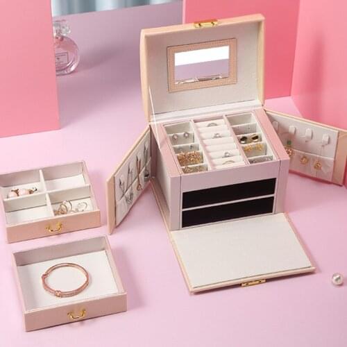 Casegrace Large Drawer Jewellery Boxes PU Leather Jewelry Box Organizer Velvet Earring Ring Necklace Jewelry Storage Case Casket