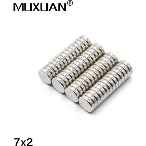 50pcs 7*2 mm Disc Neodymium magnet 7x2mm Round Dia 7x2 Powerful Strong Magnetic Magnets For Craft 7 mm x 2 mm