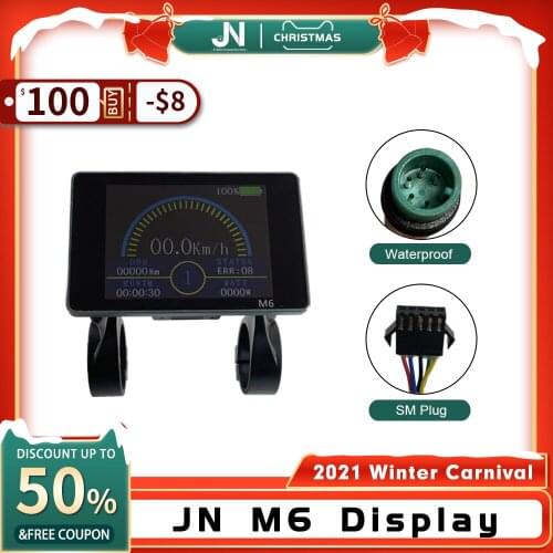 Electric Bicycle JN LCDM6 Display Colorful Horizontal Screen Intelligent Panel For JIANNUO Controller SM or Waterproof Connector