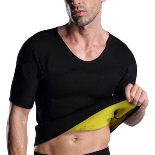 Summer Men Sweat Shirt Short Sleeve Neoprene Gym Fitness Weight Loss Slimming Body Shaper T-Shirt MC889