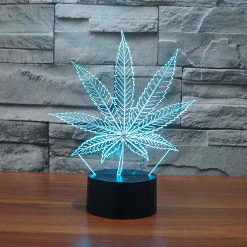 Maple Leaf Hypnotic Night Lights 3D Stereo Color Change Lamp Baby Sleeping Bedside Lights