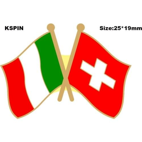 Italy & Switzerland Friendship Flag Lapel Pin Friendship Flag Badge Flag pin