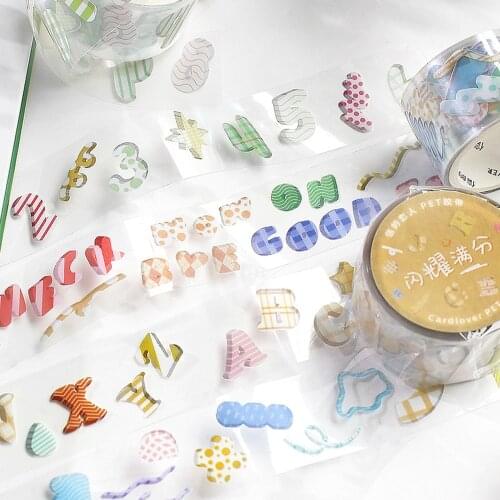 Kawaii Number Letter Washi Tape Stickers Cartoon PET Masking Tape Scrapbooking DIY Decoration Stationary School Supplies