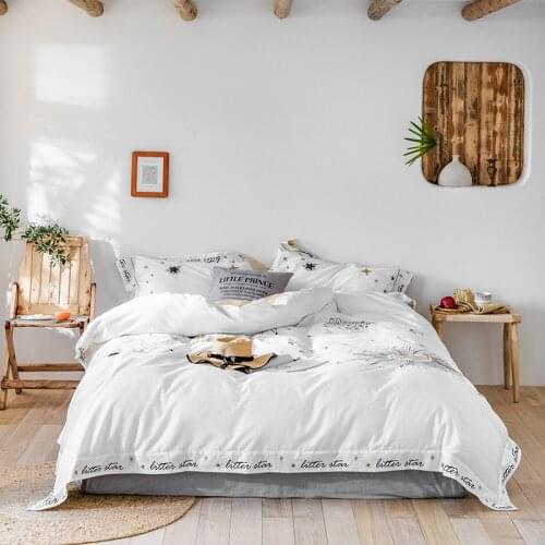 2019 European Egyptian cotton bed linen Soft Satin bedding leaf Sun stars duvet cover pillowcases bedspreads 4pcs sets