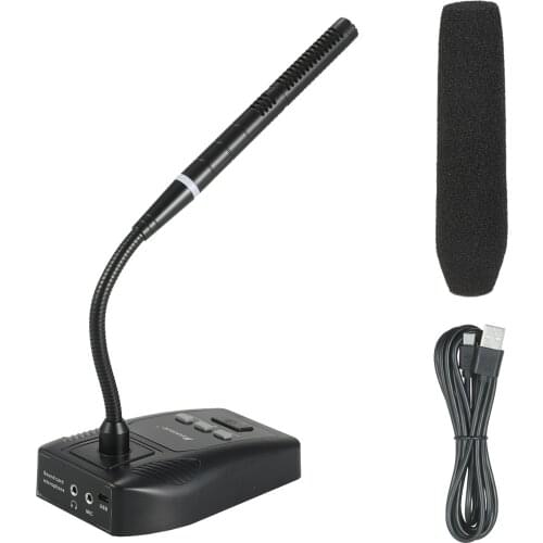 Baomic USB Computer Microphone Plug and Play Desktop Goose Neck Microphone with Mute Button Cardioid Condenser with Sound Card