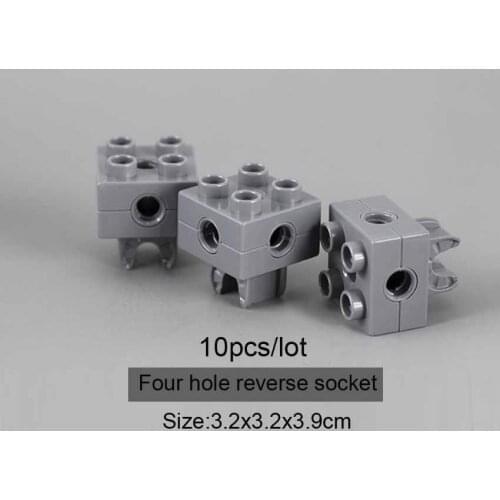 10pcs/lot Big Bricks Parts Four hole reverse socket Building Blocks DIY Creative STEAM Children Toy Blocks Parts