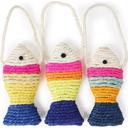 Cat Favorite Toy Cute Fish Shape Sisal Hemp Cat Scratch Board Scratching Post For Pet Products Supplies