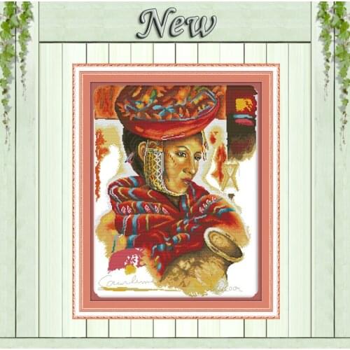 Beauty Woman and clay pot painting Counted Print on canvas DMC 11CT 14CT Cross Stitch kits Needlework Sets embroidery Home Decor