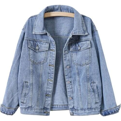 Jacket women traf Spring and Autumn New Retro Blue Denim Jacket Womens loose Korean version big ins tide BF top
