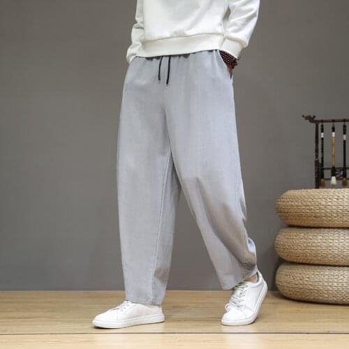 Fashion Casual Pants Men Loose Drop Crotch Trousers Causal Baggy Harem Pants Vintage Elastic Waist Pantalones Mens Pants