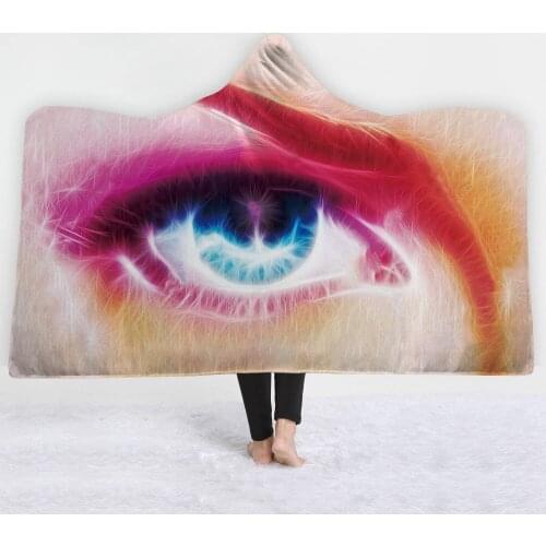 Mylb Rainbow Fire by Pixie Cold Art Hooded Blanket Charming Eye for Adults Sherpa Fleece Wearable Watercolor Throw Blanket