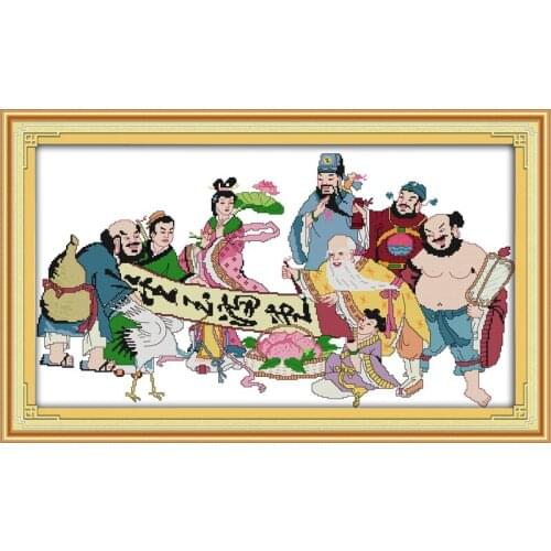 The Eight Immortals(2)(treasures fill the home) cross stitch kit people 18ct 14ct 11ct count print canvas stitches embroidery
