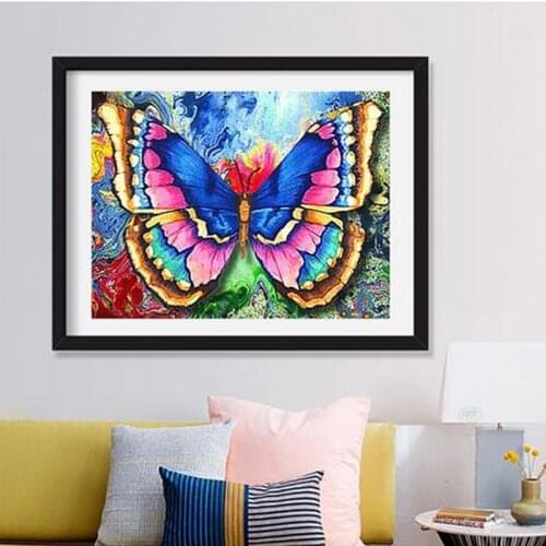 New arrival custom colorful animal butterfly picture diy crystal full drill square/round diamond painting wall decoration