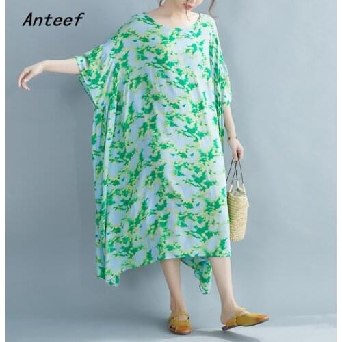 Short sleeve cotton satin vintage floral dresses for women casual loose long summer beach dress elegant clothes 2021