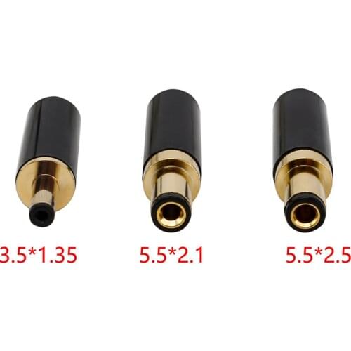 For Gold-Plated Copper DC Power Plug 5.5 x 2.5 / 5.5 x 2.1 / 3.5 x 1.35 mm DC Male Plug With Clamp Connector For Welding Adapter