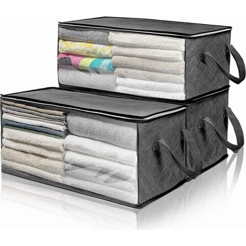 Dustproof Nonwoven Folding Storage Box Durable Cuboid Storage Box With Zipper Quilt Storage Bag With Visual Window For Bedroom