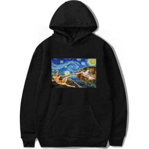 Hip Hop Personality TJ Garment Michelangelo hoodies sweatshirt Sistina Ulzzang Art Van Gogh Boys/girls Long Sleeve Pullovers