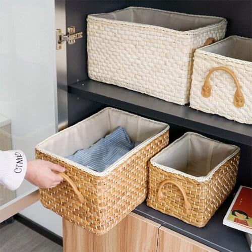 Manual Woven Storage Basket Handmade Laundry Wicker Baskets Sundries Organizer Clothes Toys Container Decor Panier Rangement