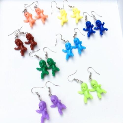 1Pair Creative Handmade Multi-Color Cute Baby Doll Pendant Earrings for Women 2020 New Fun Fashion Intersting Stud Earings E601