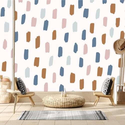 Modern 3d Cartoon Simple Color Painting Pattern Wallpapers for Baby Kids Room Nursy Embossed Textured Walls Paper In Rolls Mural