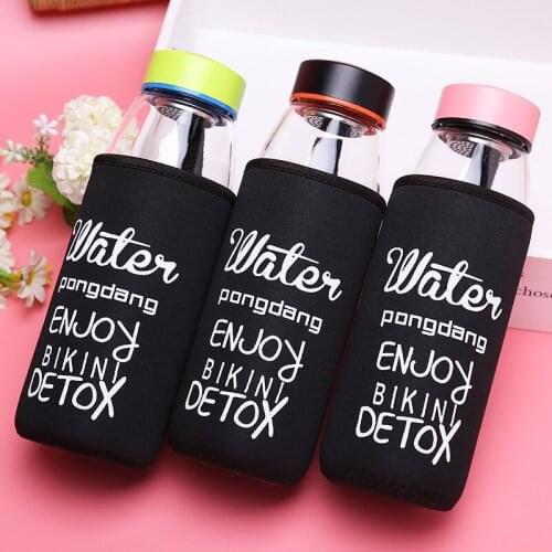 Big Capacity Lover Glass Water Bottle with Insulation Cloth Cover Outdoor Portable School Student Drinkware Office Tea Bottle