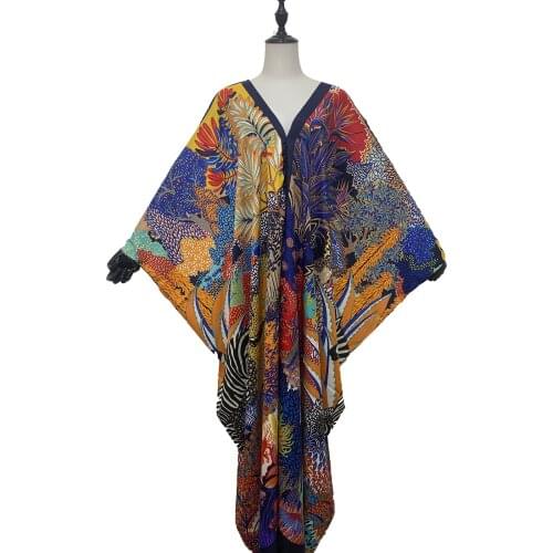 Turkish Dubai Muslimah Kaftan 2021 Bohemian V-Neck Kuwait BouBou For Lady Traditional Abaya New Floral Robe Clothes