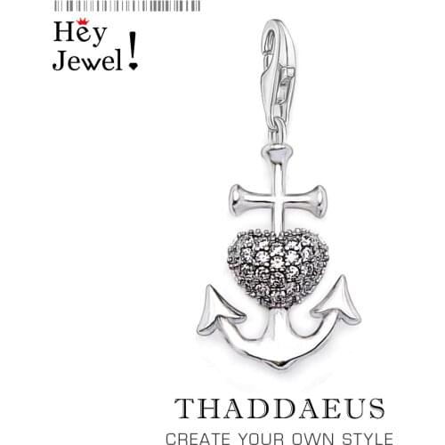 2019 New Inspirational 925 Sterling Silver Flashed "Faith Hope Love" Cross Hearts Anchor Charm Pendant Fit bracelet Necklace