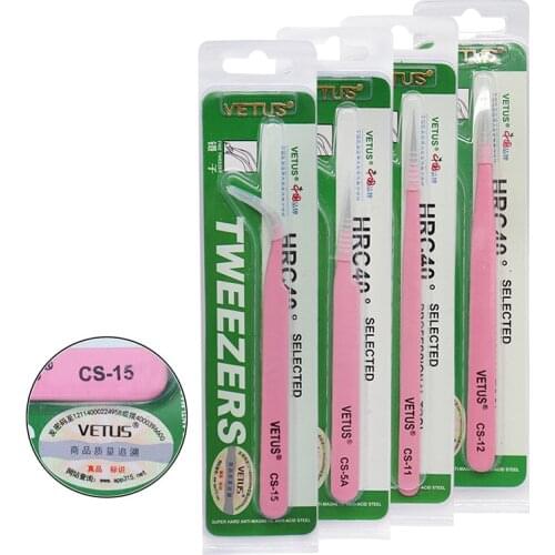 Vetus CS Series Pink Makeup Tweezers Fine Point High Precision Stainless Steel Tweezers For Eyelash Extension