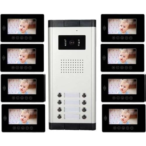 XINSILU New Arrival 7"TFT LCD Video Door Phone w/t Touch Key Screen Intercom System for 8-apartment Top Quality Audio Door Phone
