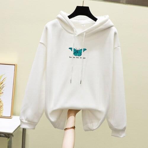 Butterfly Printed Hoddies Women Long Sleeves Autumn Hoddied Pullover With Hat Fashion Casual Streetwear Cropped Sweatershirt