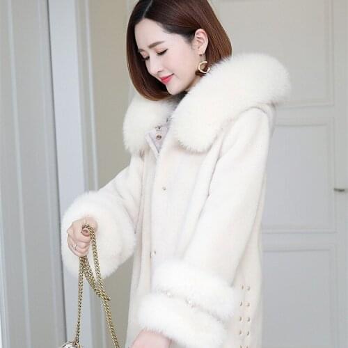 Coat Women Korean Real Winter Warm Fur Jacket Sheep Shearing Woolen Overcoat Abrigos Mujer Invierno 2020 6W29047 YY705