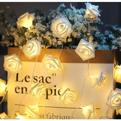 1m 10LED Rose Flower String Lights Battery Rose Christmas Lights for Party Wedding Holiday Christmas Decoration Lamps