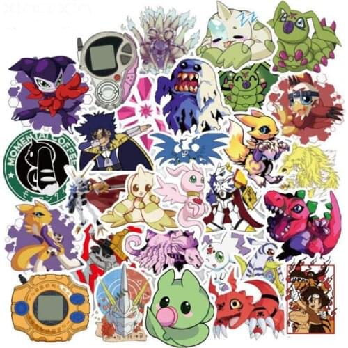 10/30/50PCS Digimon Cartoon Cute Pet Graffiti Luggage Laptop Guitar Sticker Toy Decoration Wholesale