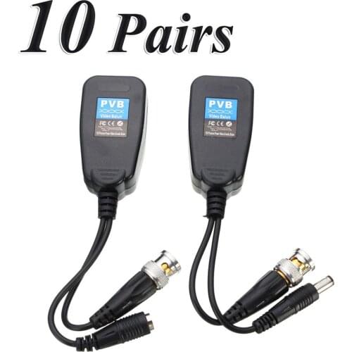 10 Pairs CCTV Coax BNC Video Power Balun Transceiver to CAT5e/6 RJ45 Connector