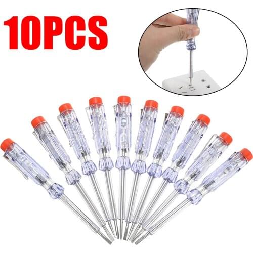 10pcs Current Tester 110-250V Phase Electrical Voltage Tester Induced Electric Pen Detector Screwdriver Probe Test Pen