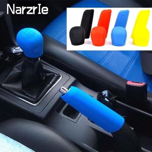2Pcs Car Gear Head Shift Knob Cover Handbrake Hand Brake Covers Sleeve Case Skin Protector Car Styling Car Assessoires Interior