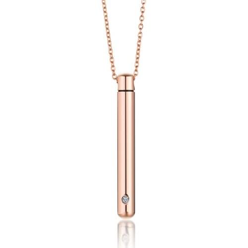 2021 Fashion Stainless Steel Metal Zircon Cylindrical Urn Simple Style Pendant Openable Necklace Suitable For Womens Jewelry