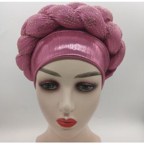 2021 Turban Africain Femme Glitter Elastic Muslim Hijab Women Head Wraps Braids Turbante African Caps American Clothing