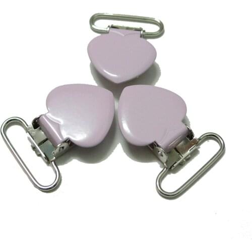 25pcs 1'' 25mm #23 Baby Pink Colored Enamel Heart Shaped Suspender Clips