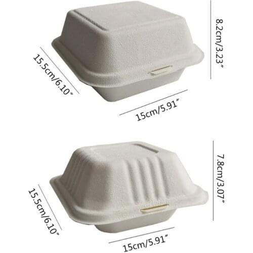 50Pcs/bag Disposable Takeout Food Containers Degradable Cake Hamburger Holder M6CE
